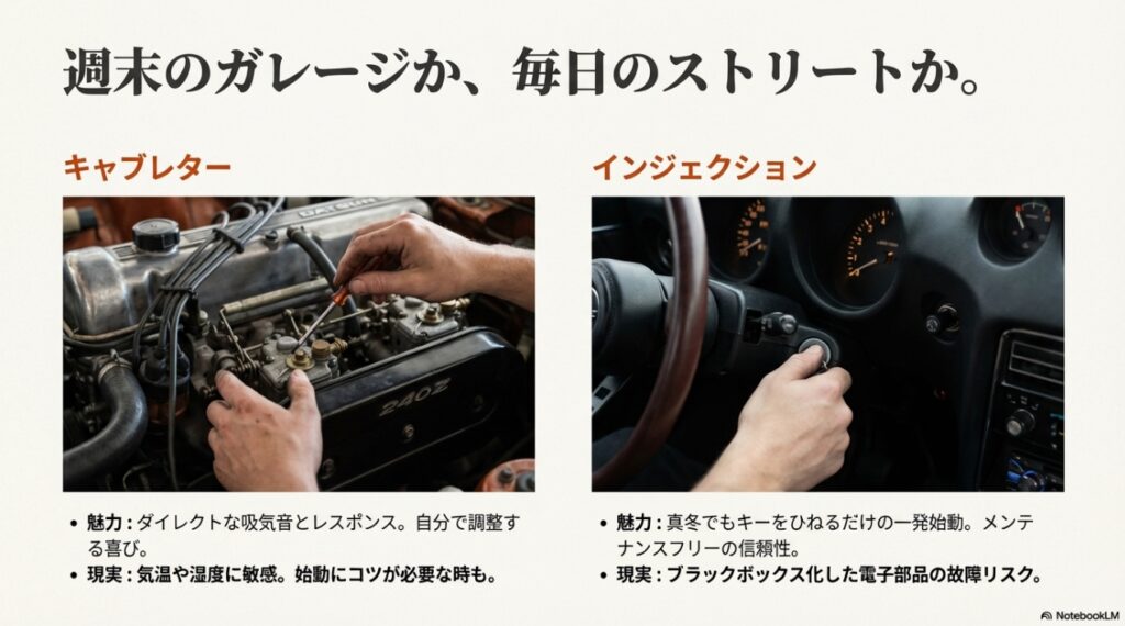 240Zと280Zの違い：アナログな感性か、実用的な剛性か。後悔しないS30