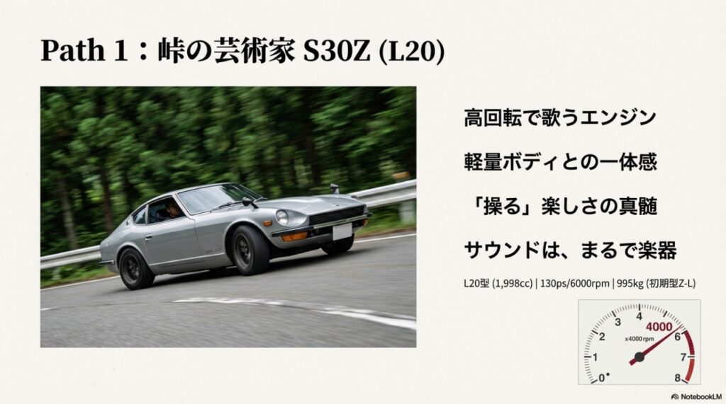 フェアレディZ S30 L20エンジン 走行性能とタコメーターの高回転特性