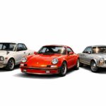 ハコスカ、ポルシェ、メルセデスベンツの３台が並んでいる画像