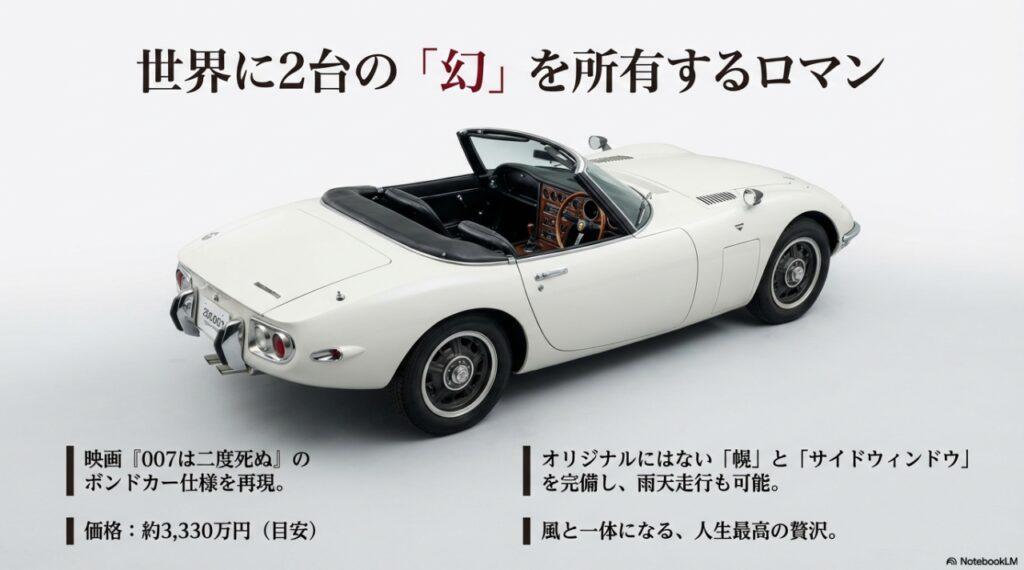 映画007ボンドカー仕様を再現したロッキーオート2000GTオープンモデルの外観