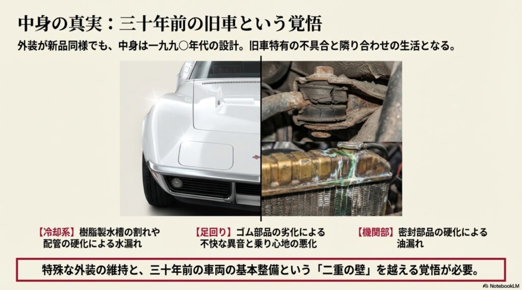 中身の真実：30年前の旧車という覚悟（冷却系・足回り・機関部）