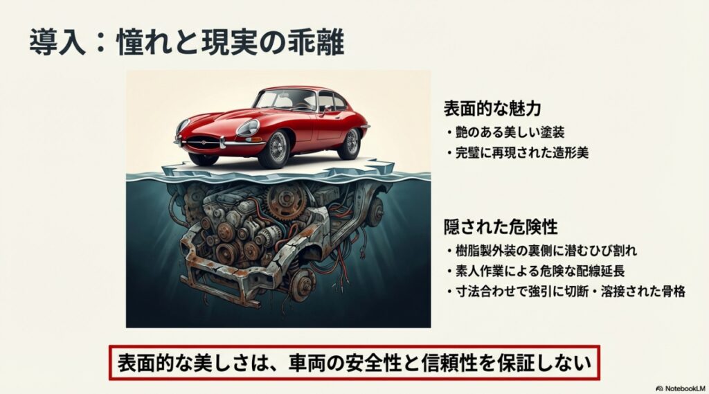 表面的な魅力と隠された危険性（氷山の一角）