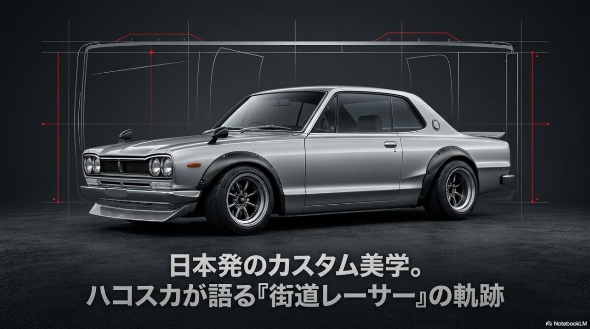 日本発のカスタム美学であるハコスカ街道レーサーの軌跡と車両サイドビュー