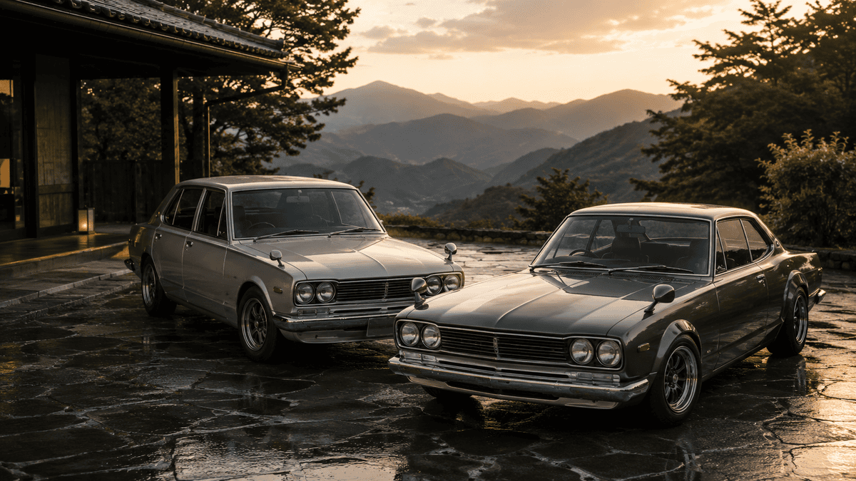 ロングノーズの4ドアと2ドアで2000GT系をイメージしたハコスカ
